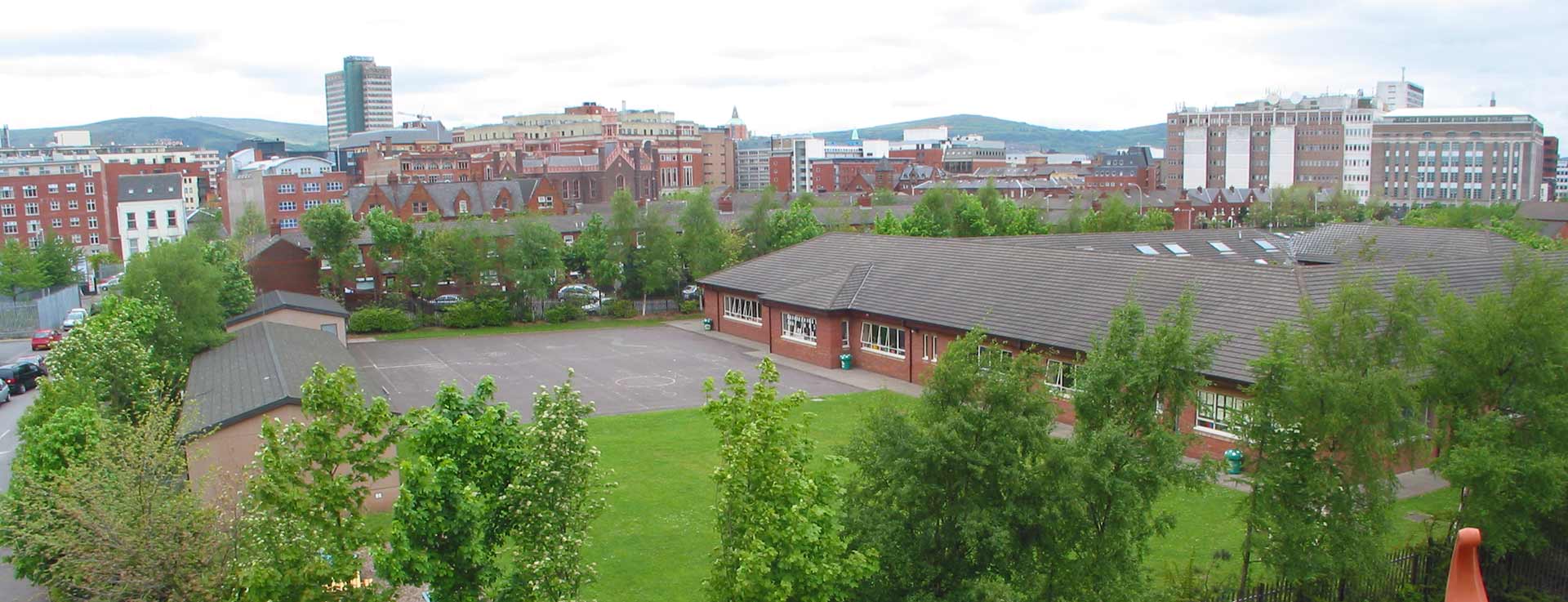 An urban landscape with trees